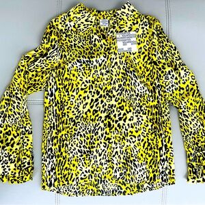 NWT! Baum und Pferdgarten Lemon Leopard SILK Blouse Ruffle Sleeves Size 36 US SM